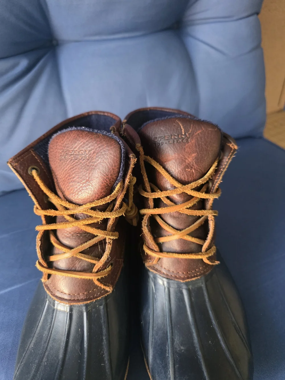 Sperry Saltwater Duck Boots STS91175 Brown Navy Waterproof Outdoor Women’s 7